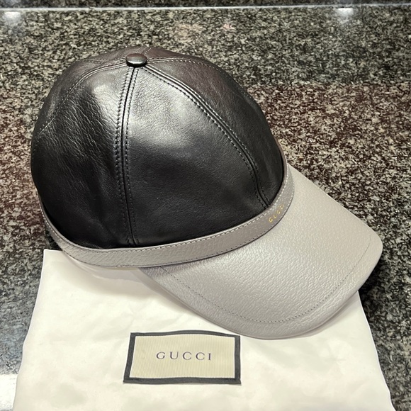 GUCCI LEATHER Black/Gray Diana Baseball Hat - Picture 10 of 13